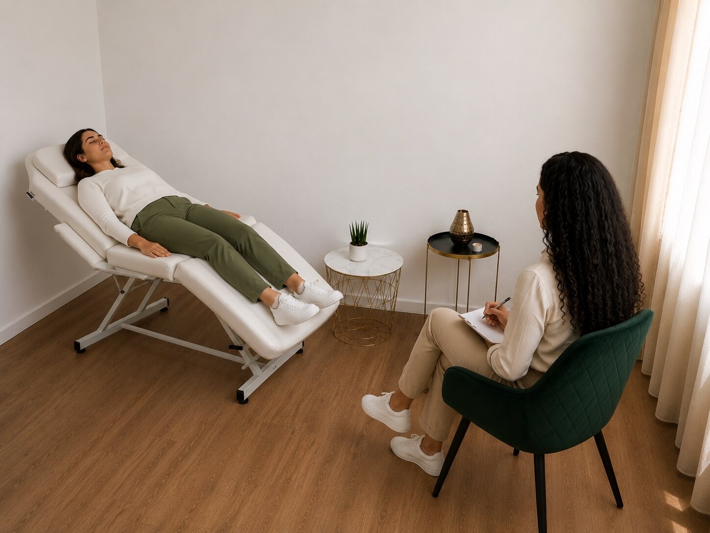 Hypnose — Feïza guide une cliente en séance d'hypnose